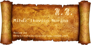 Mihálkovics Norina névjegykártya